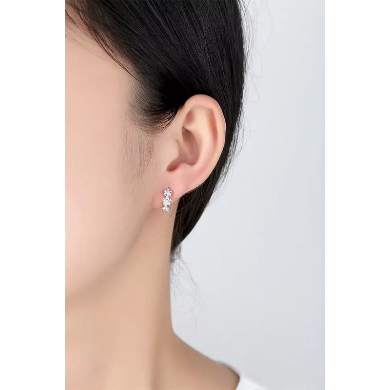 Silver Flower Huggie Hoop Earrings - STYLACITY
