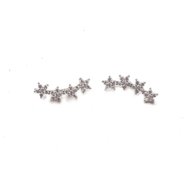 Silver flower petal/star ear climber earrings - STYLACITY