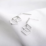 Silver Geometric Drop Earrings