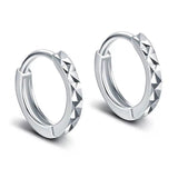 Silver Geometric Faceted Small Huggie Hoop Earrings - STYLACITY