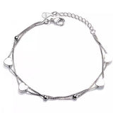 Silver Heart and Bead Bracelet for Girls