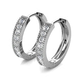 Silver Huggie Hoop Earrings with Crystals from Swarovski - 