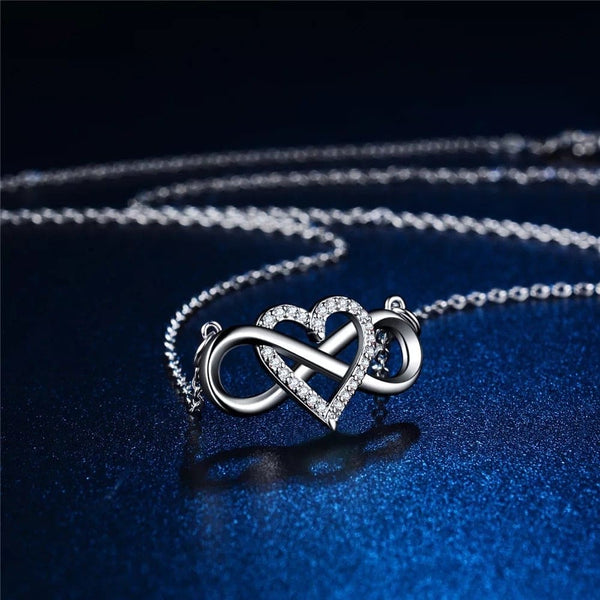 Silver Infinity Heart Love Pendant Necklace