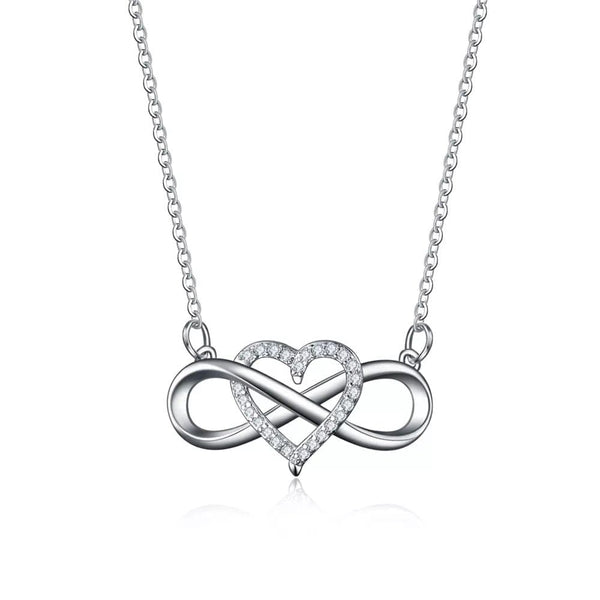 Silver Infinity Heart Love Pendant Necklace