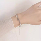 Silver Pearl and Stars Double Stranded Adjustable Bracelet