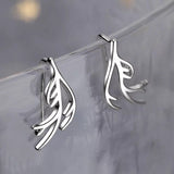 Silver Reindeer Antler Ear Climber Christmas Earrings - 