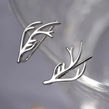 Silver Reindeer Antler Ear Climber Christmas Earrings - 