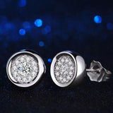 Silver Round Sparkle Stud Earrings with Cubic Zirconia Stones - STYLACITY