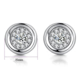 Silver Round Sparkle Stud Earrings with Cubic Zirconia Stones - STYLACITY