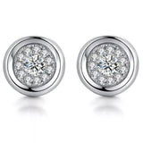 Silver Round Sparkle Stud Earrings with Cubic Zirconia Stones - STYLACITY