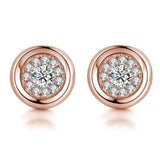 Silver Round Sparkle Stud Earrings with Cubic Zirconia Stones - STYLACITY