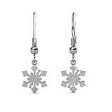 Silver Snowflake Dangly Christmas earrings with Crystals 