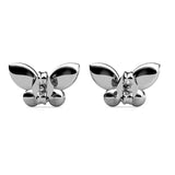 Silver Swarovski Crystal Butterfly Stud Earrings - Rhodium 