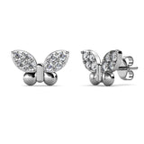 Silver Swarovski Crystal Butterfly Stud Earrings - Rhodium 