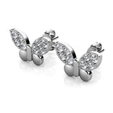 Silver Swarovski Crystal Butterfly Stud Earrings - Rhodium 