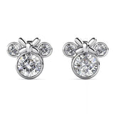 Silver Swarovski Crystal Minnie Mouse Stud Earrings - 