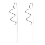 Silver Twist Double Sided Long Dangly Earrings