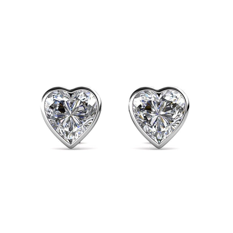 Delicate Heart Stud Earrings with Crystals from Swarovski - STYLACITY