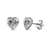 Delicate Heart Stud Earrings with Crystals from Swarovski - STYLACITY