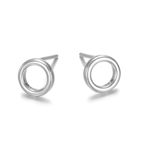 Small Hoop Stud Earrings Front-Facing - in Silver Gold and 