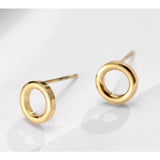 Small Hoop Stud Earrings Front-Facing - in Silver Gold and 