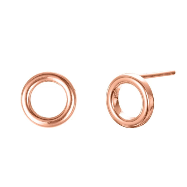 Small Hoop Stud Earrings Front-Facing - in Silver Gold and 