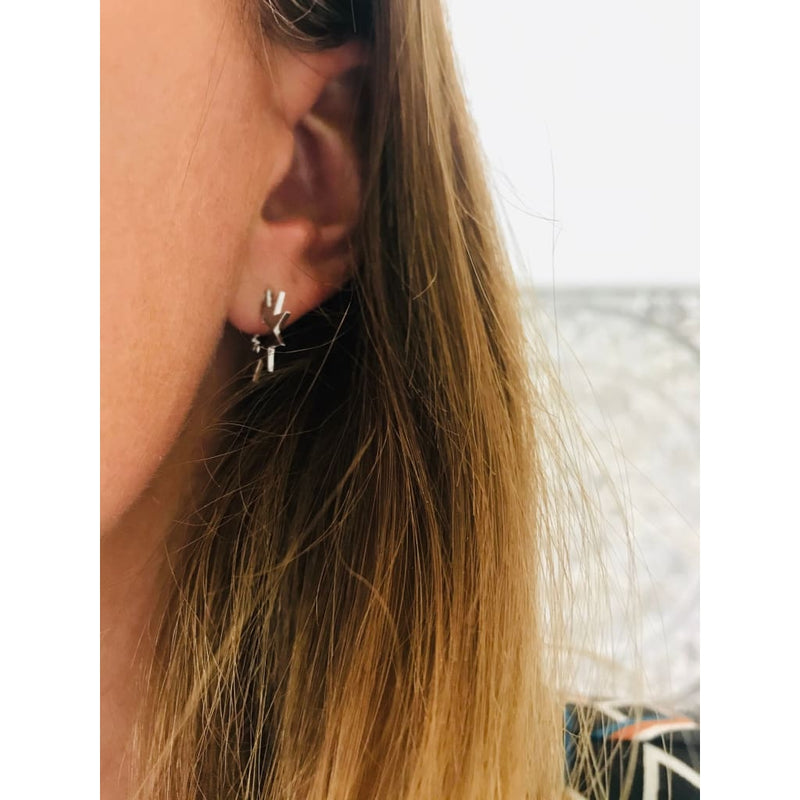 Spikey stud hoop earrings in silver and gold - Earrings
