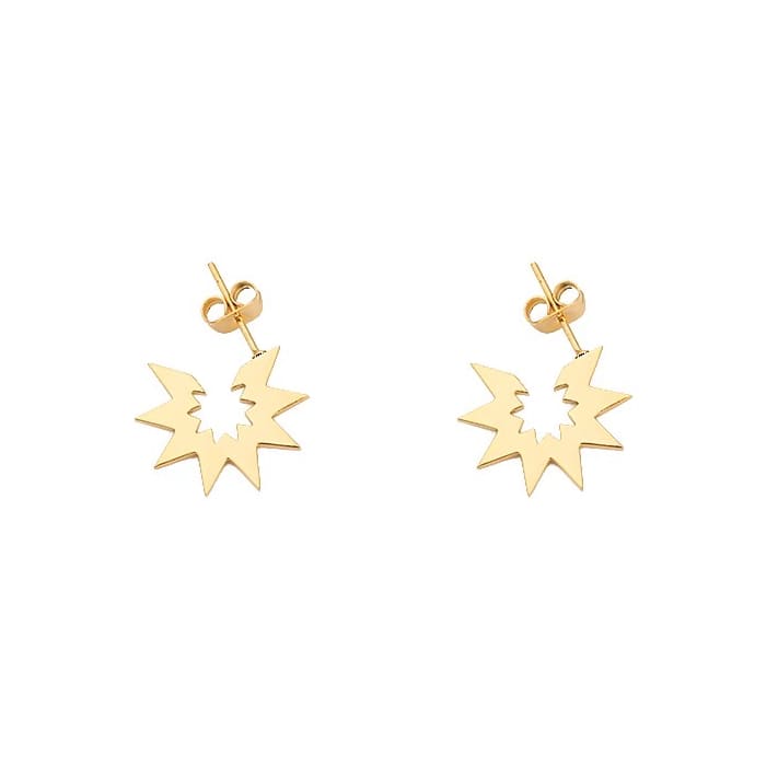 Spikey stud hoop earrings in silver and gold - Gold - 
