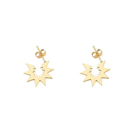 Spikey stud hoop earrings in silver and gold - Gold - 