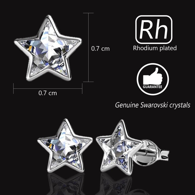 Star Silver Stud Earrings with Swarovski Crystals - STYLACITY