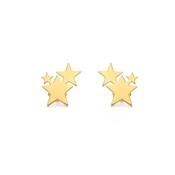 Star stud earrings mini climbers in silver gold and rose 