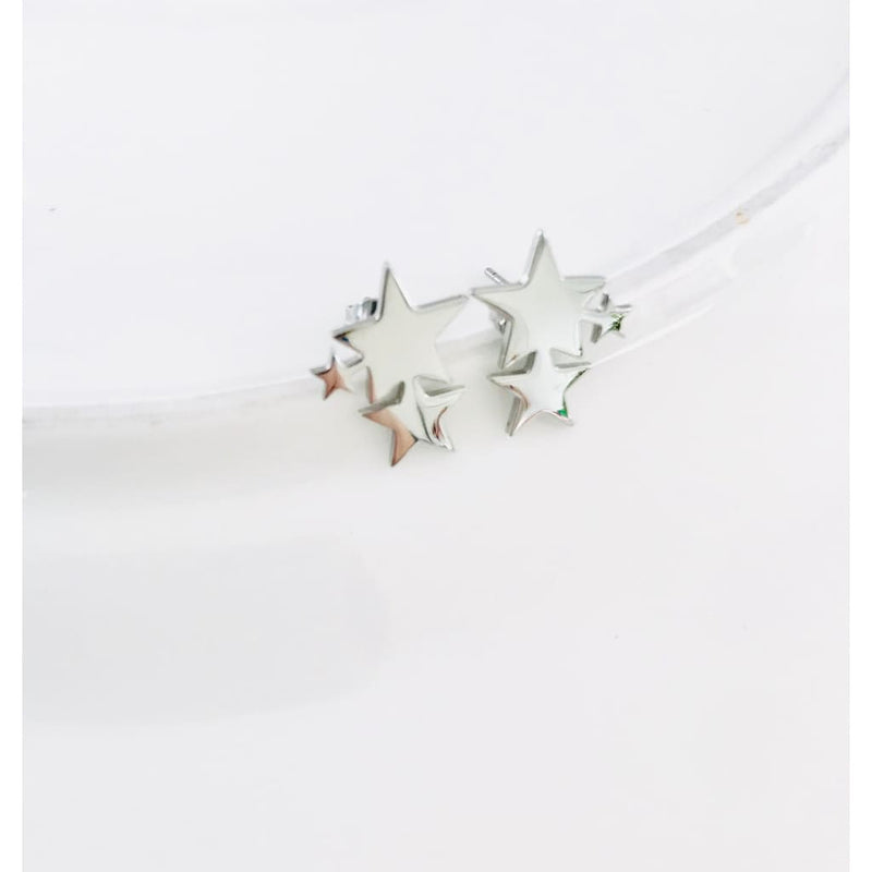 Star stud earrings mini climbers in silver gold and rose 