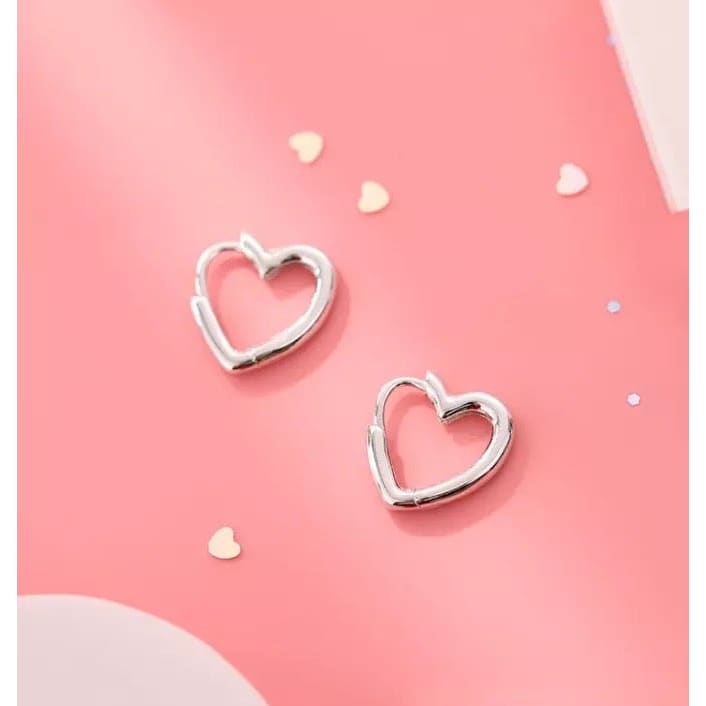 Sterling Silver Asymmetrical Heart Shaped Hoop Earrings