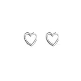 Sterling Silver Asymmetrical Heart Shaped Hoop Earrings