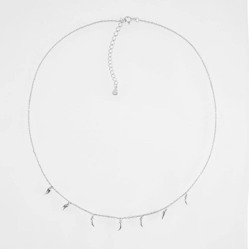 Sterling Silver Delicate Spike Choker Necklace - Silver and 