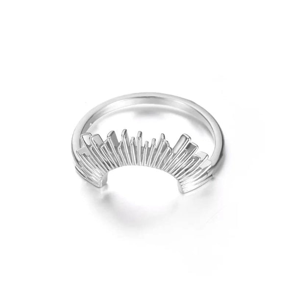 Sun Ray Crown Ring in Silver and Gold Size 7 - Silver - 