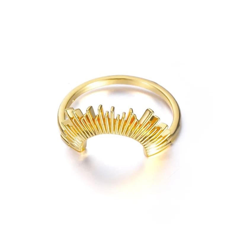 Sun Ray Crown Ring in Silver and Gold Size 7 - Gold - 