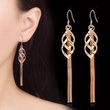 Twisted Tassel Earrings Silver and Rose Gold - STYLACITY