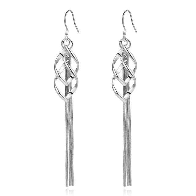 Twisted Tassel Earrings Silver and Rose Gold - STYLACITY