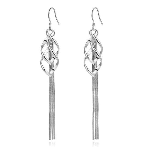 Twisted Tassel Earrings Silver and Rose Gold - STYLACITY