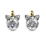 Unicorn Stud Earrings - Swarovski Crystal Rhodium and 18ct 