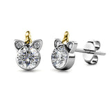 Unicorn Stud Earrings - Swarovski Crystal Rhodium and 18ct 